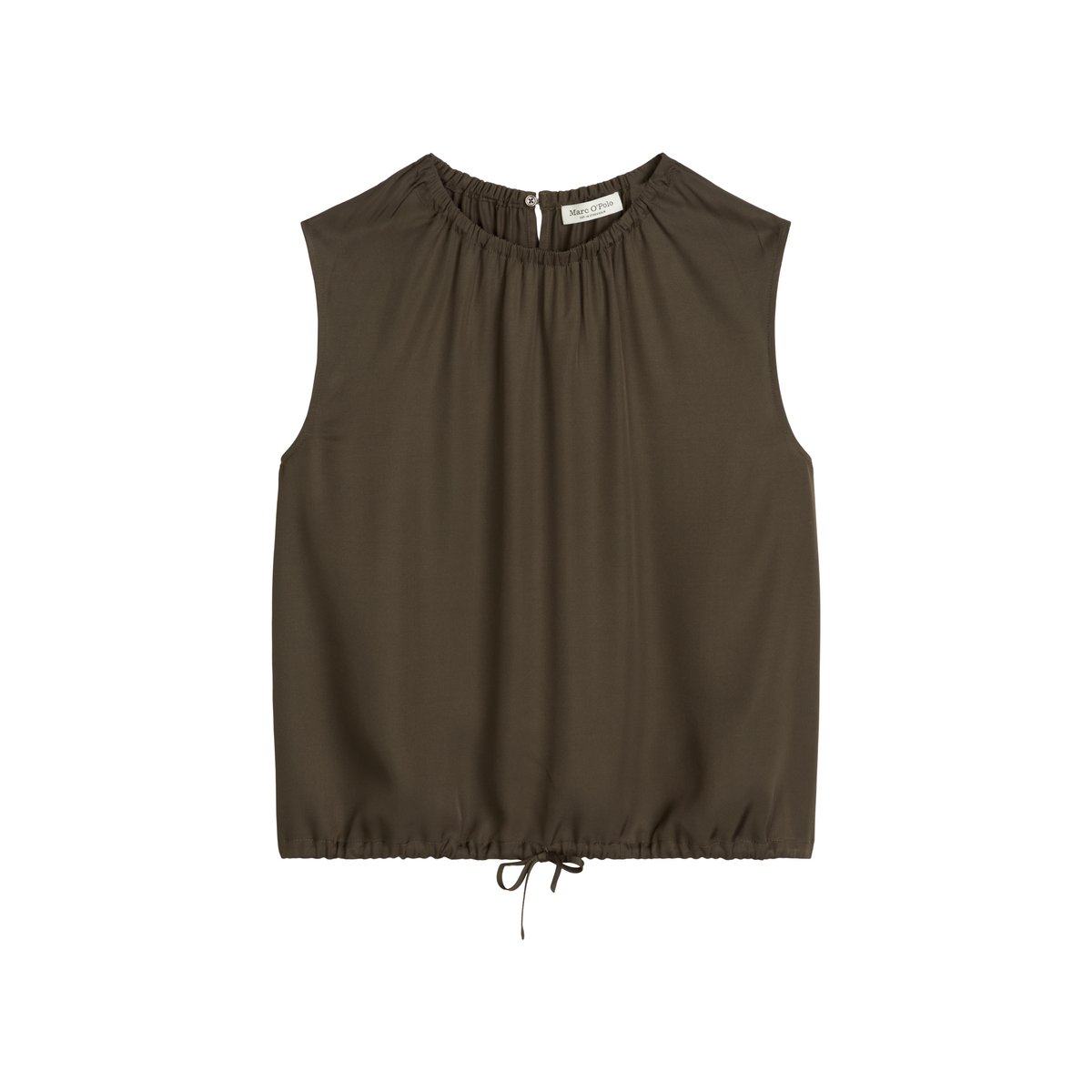 Blouse sans manches avec cordon de serrage relaxed en LENZING™ ECOVERO™ marron foncé, MARC O'POLO