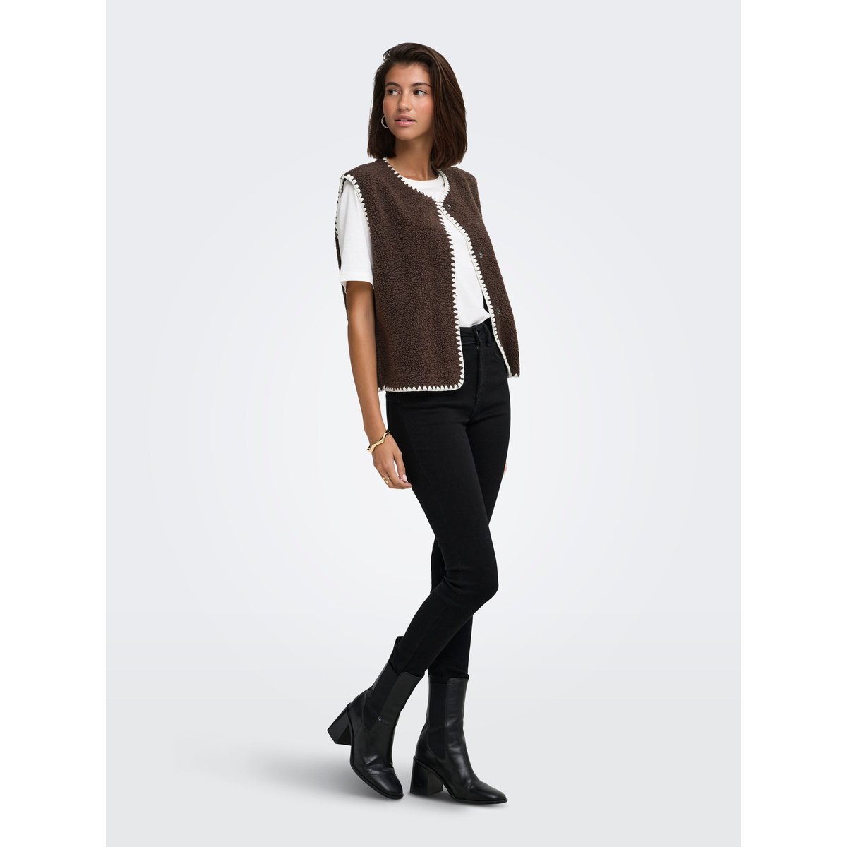 Gilet En Peluche chocolate brown, JDY