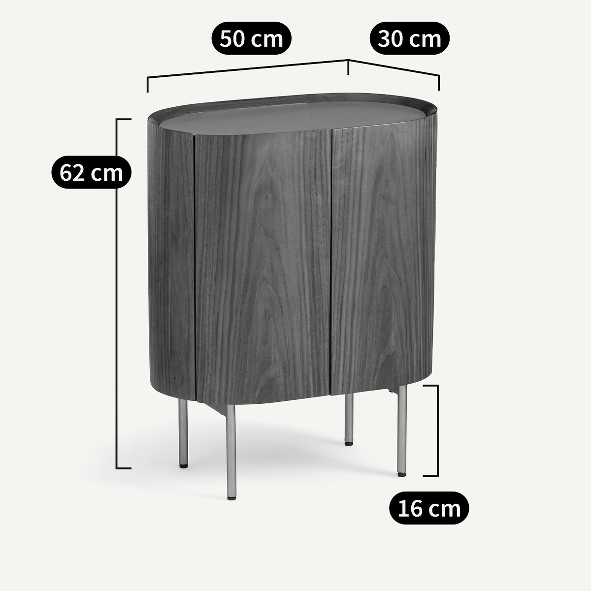 Aslen Bedside Table in Solid Walnut, Walnut Veneer and Leather walnut, AM.PM