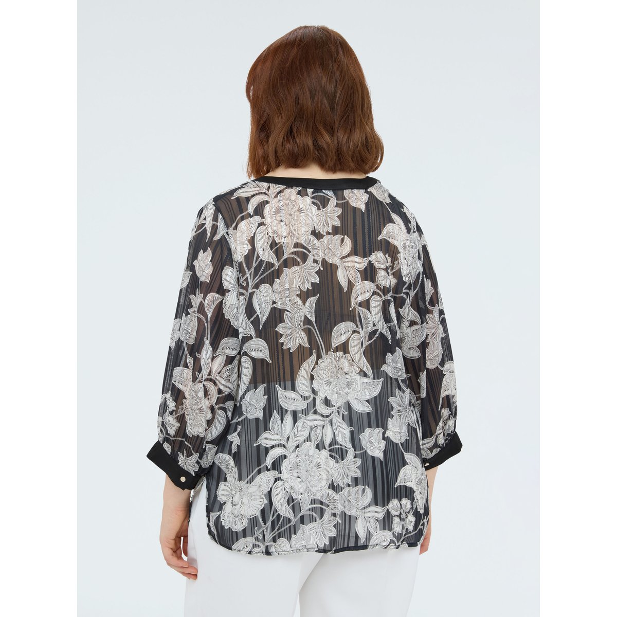 Blouse à imprimé fleuri noir, FIORELLA RUBINO