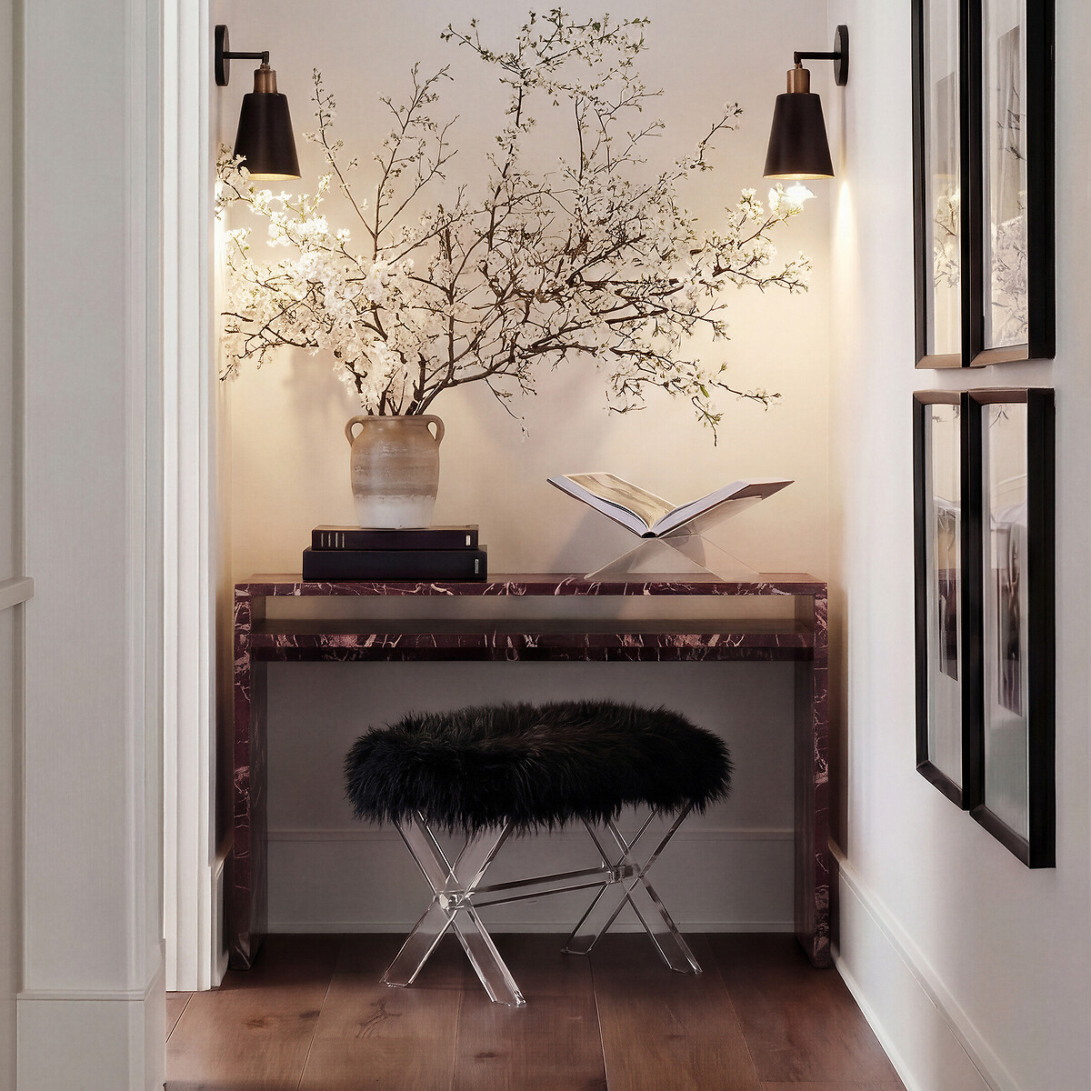 Rivington Rosso Levanto Faux Marble Desk dark red, ÉDITÉ