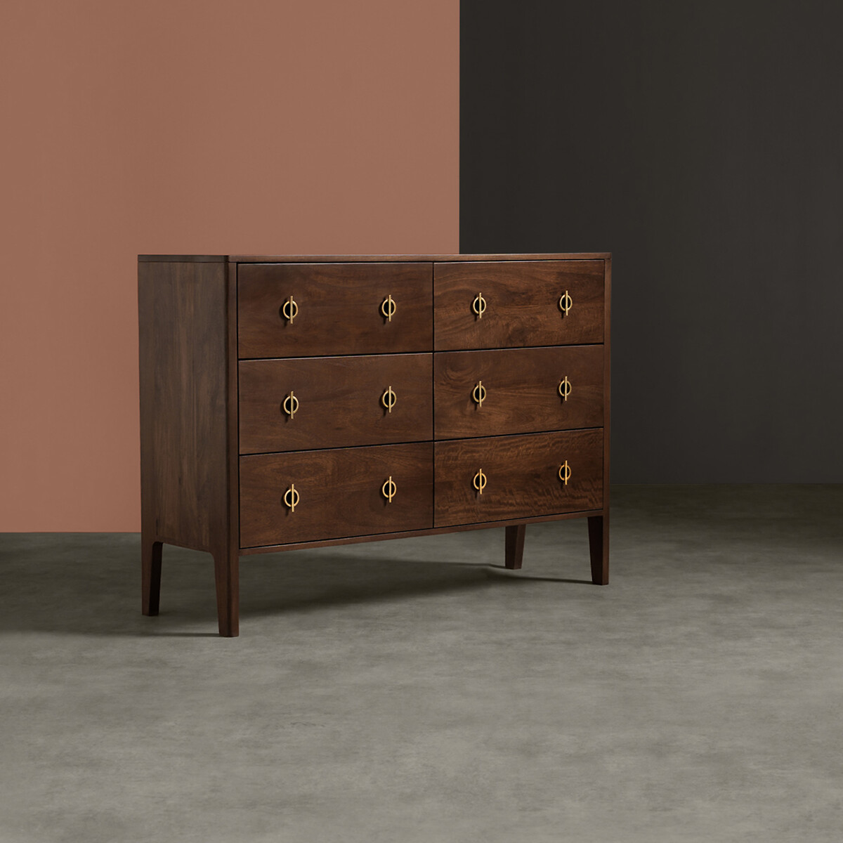 Morse Mango Wood 6 Drawer Chest Of Drawers dark brown, SWOON