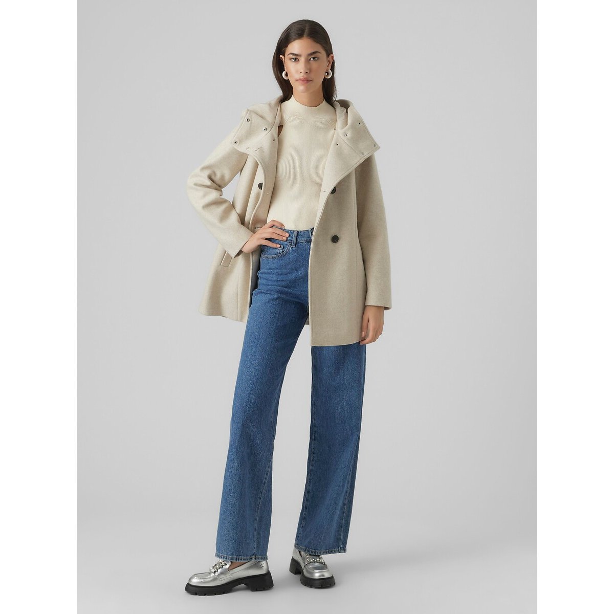 Cappotto di media lunghezza beige, VERO MODA