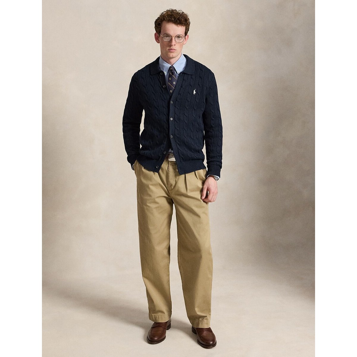 Regular fit vest met knopen in kabelbreisel marineblauw, POLO RALPH LAUREN