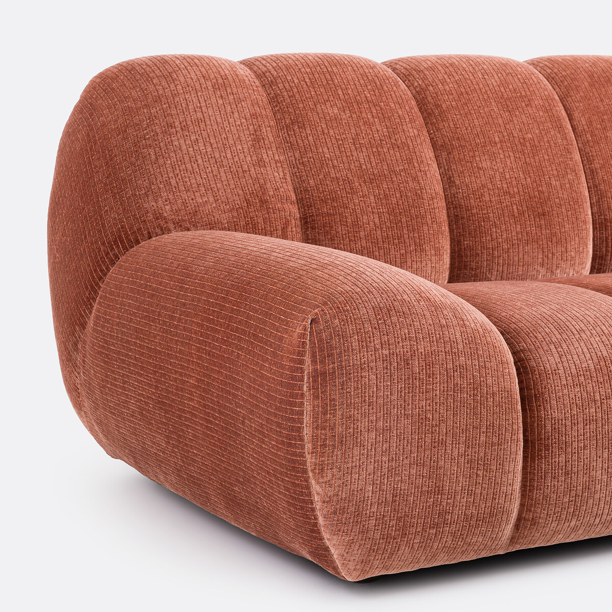 Canapé velours côtelé vintage 2 places, Nuria terracotta, LA REDOUTE INTERIEURS