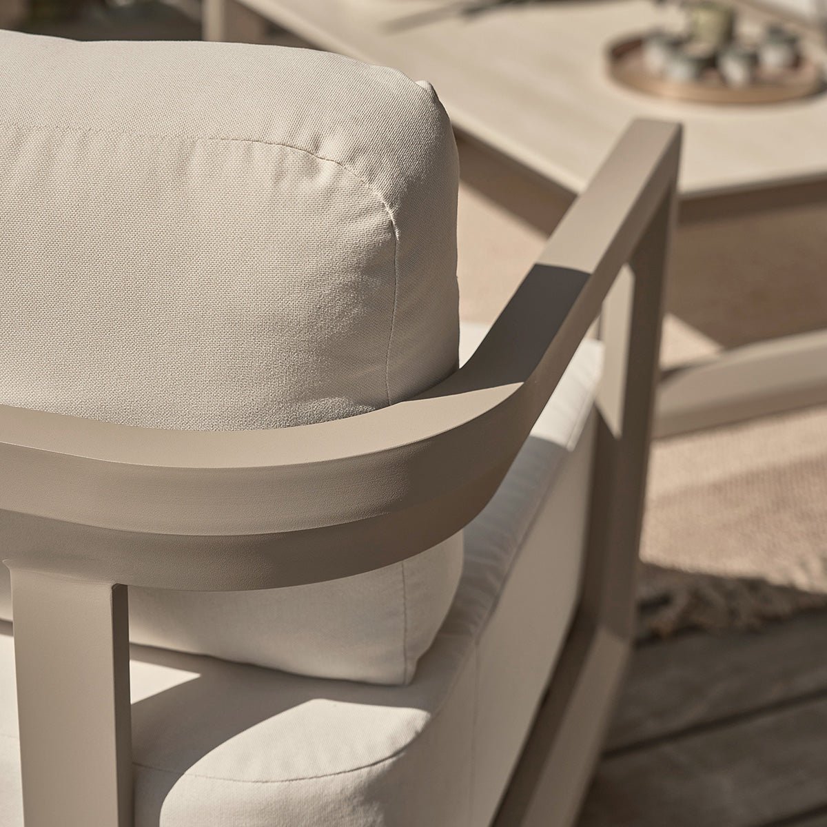 Salon de jardin bas en aluminium 5 places CALIZA taupe, BERAH GETAH