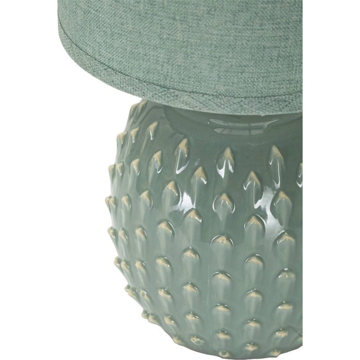 Lampe à poser céramique relief abat-jour tissu turquoise, RECOLLECTION