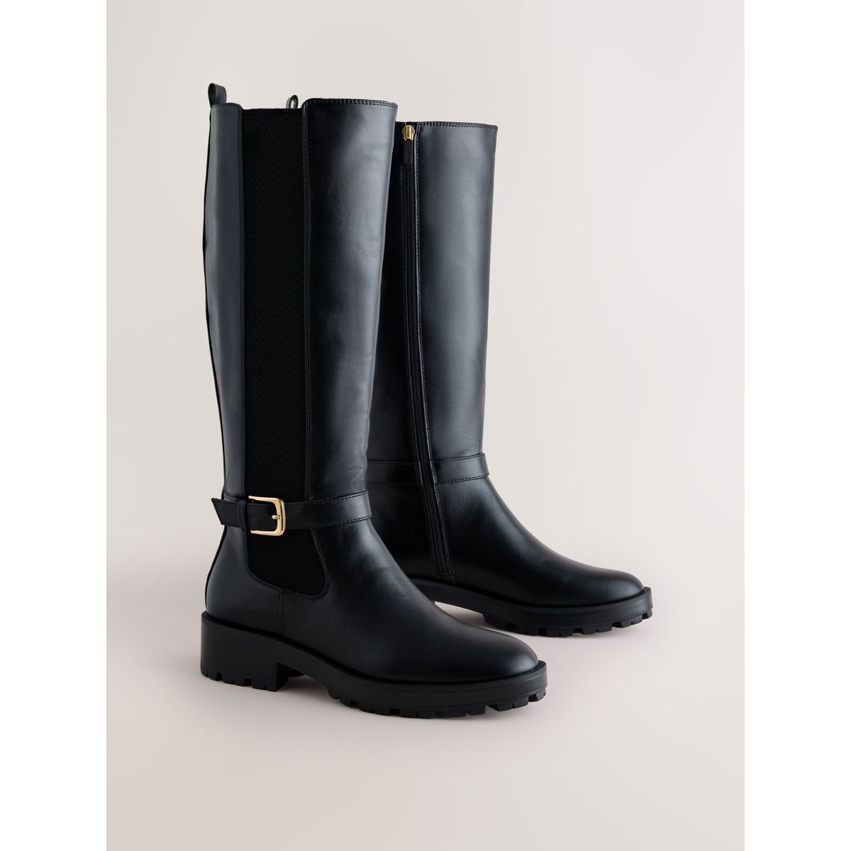 Bottes décontractées hauteur genou à boucle noir, NEXT