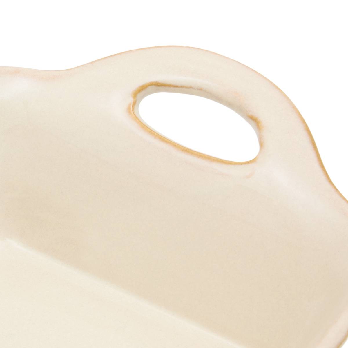 Plat carré en grès TERRE INCONNUE beige, ATMOSPHERA
