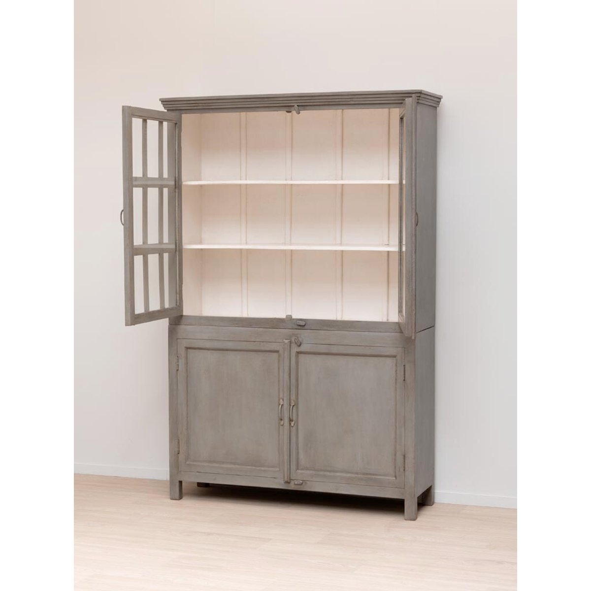 Vitrine en bois CHEVERNY gris, CHEHOMA