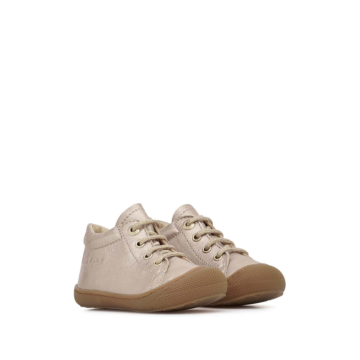 Chaussures premiers pas en cuir metallisé COCOON rose antique, NATURINO