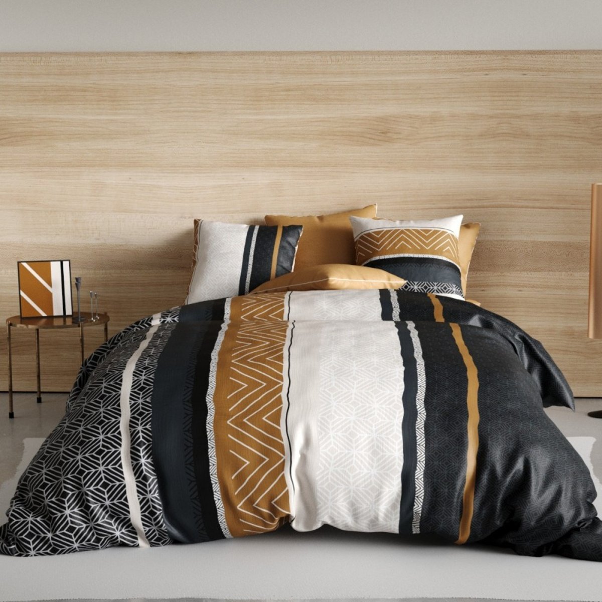 Housse de couette 240x220 TROPHE + 2 taies coton 57 fils gris, DECORATIE