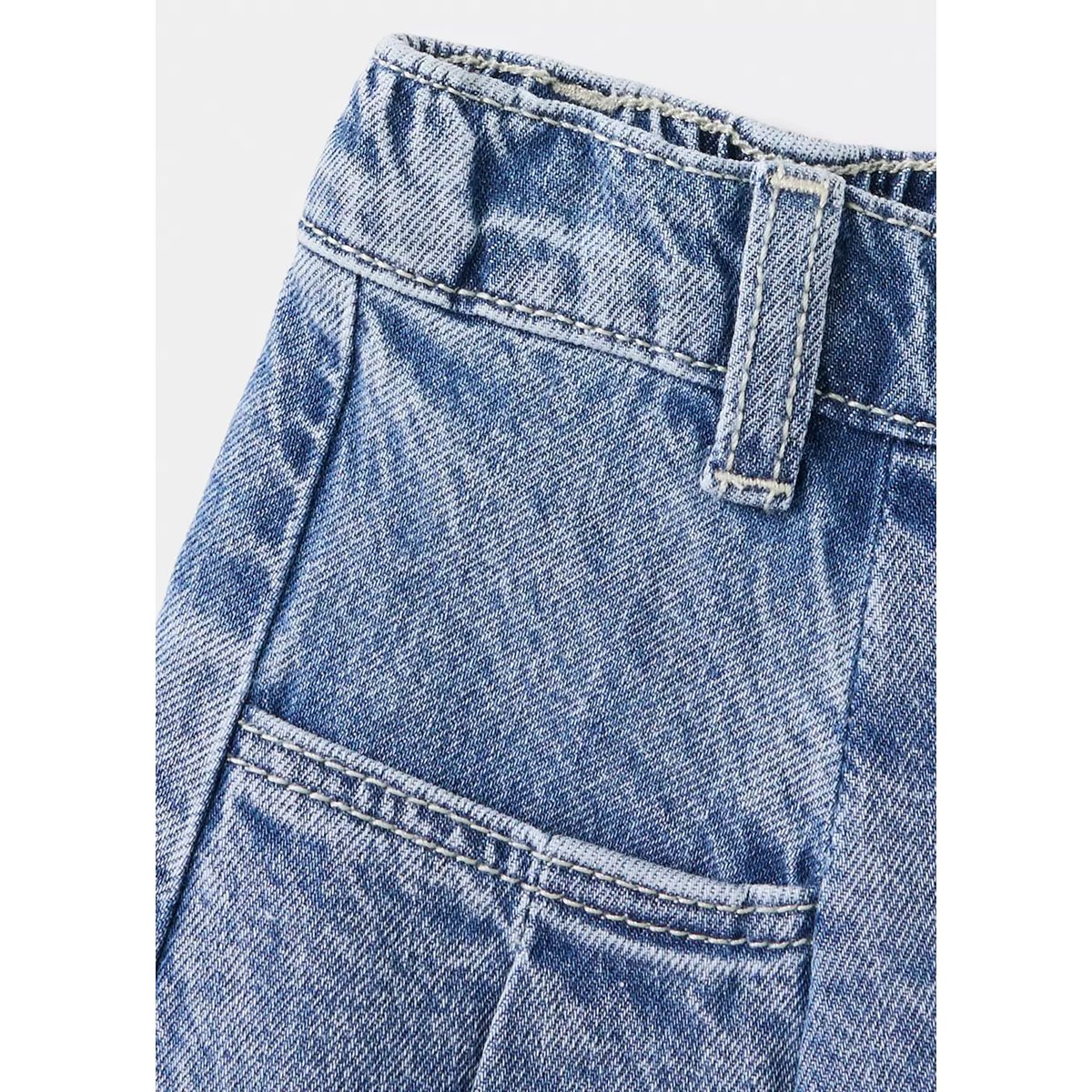 Jupe plissée denim bleu moyen, MANGO BABY