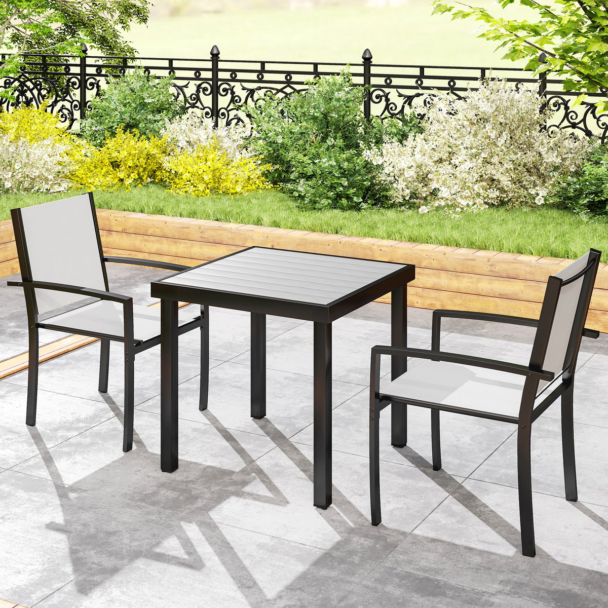 Ensemble de chaises de jardin Acier Gris gris, OUTSUNNY