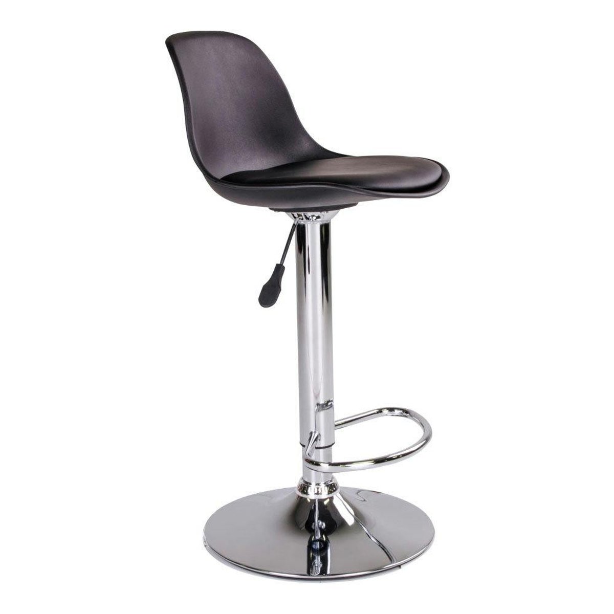 Chaise de bar moderne pivotante, pied chromé (lot de 2) noir, PIER IMPORT