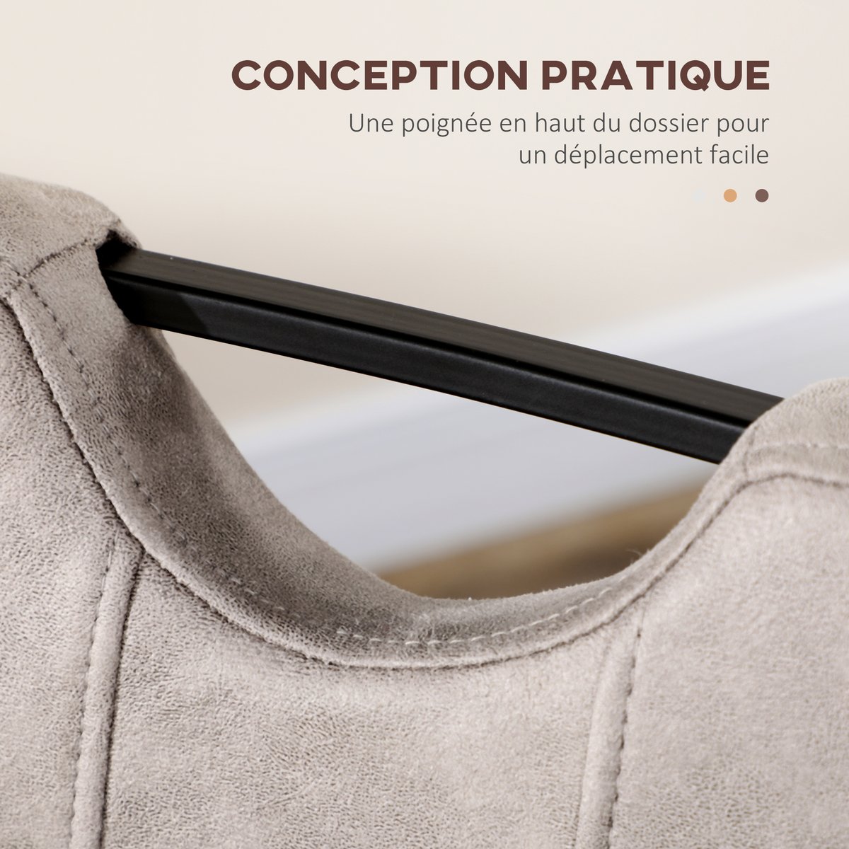 Chaise de salle à manger Tissu en microfibre marron et noir, HOMCOM