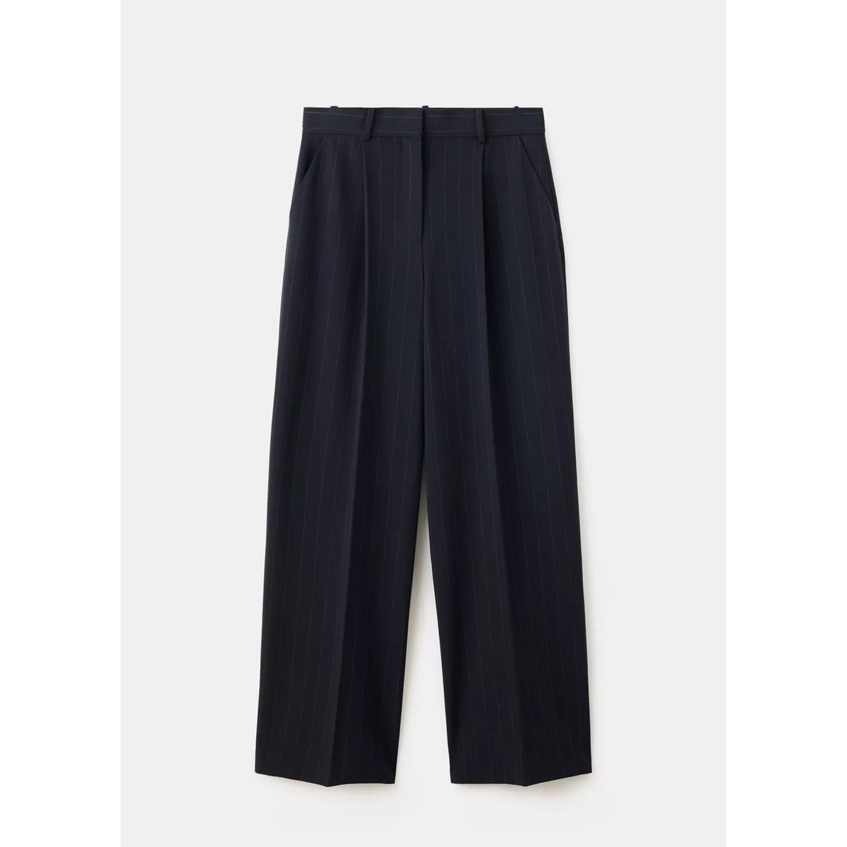 Pantalon pinces rayures tennis bleu marine, MANGO