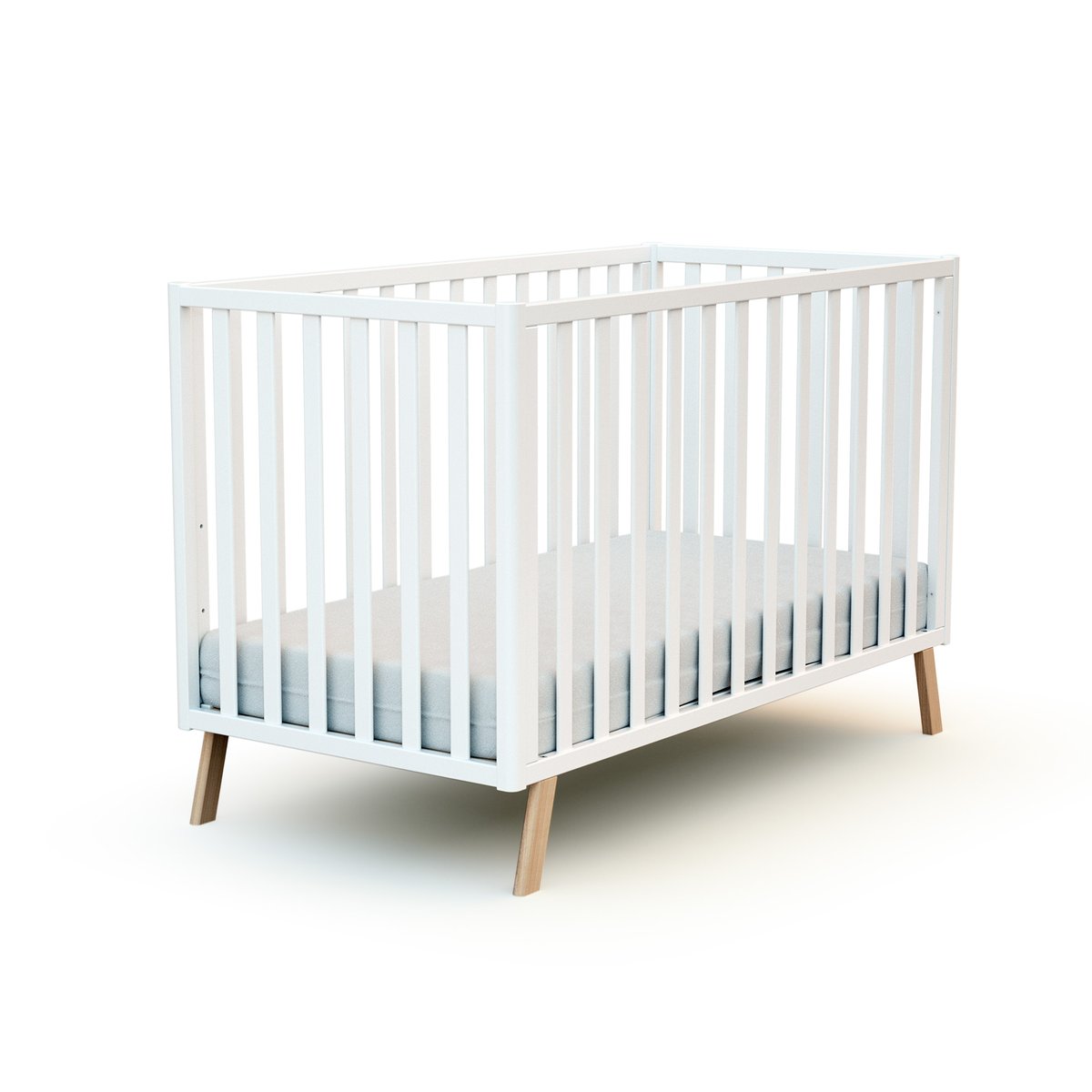 Lit bébé évolutif en bois KASA blanc, AT4