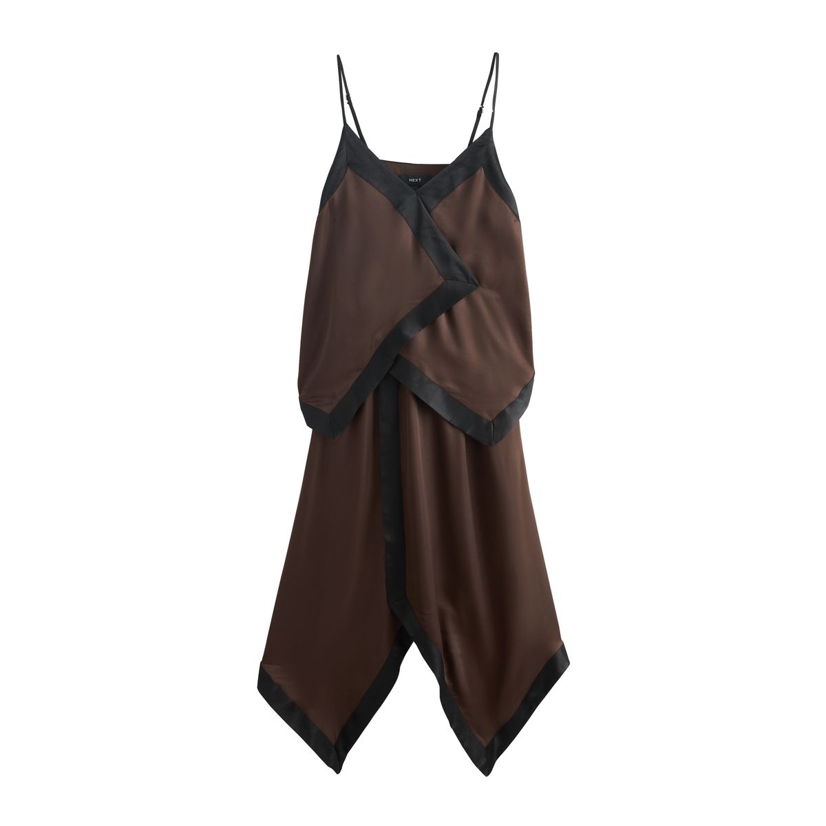 Robe avec ourlet mouchoir chocolat/noir, NEXT
