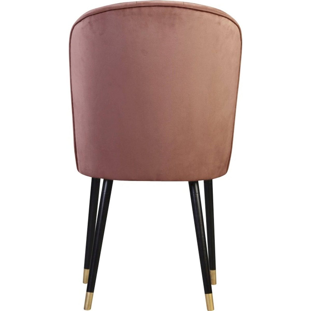 Chaise rembourrée collection GUAVRA en velours rose velours avec pieds noirs et embouts dorés, RECOLLECTION