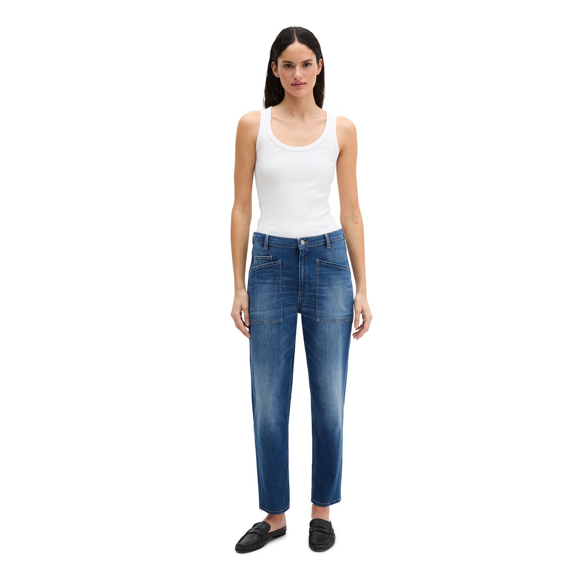 Jeans modèle Iva boyfriend en doux denim Cashmere Touch bleu foncé, MARC O'POLO