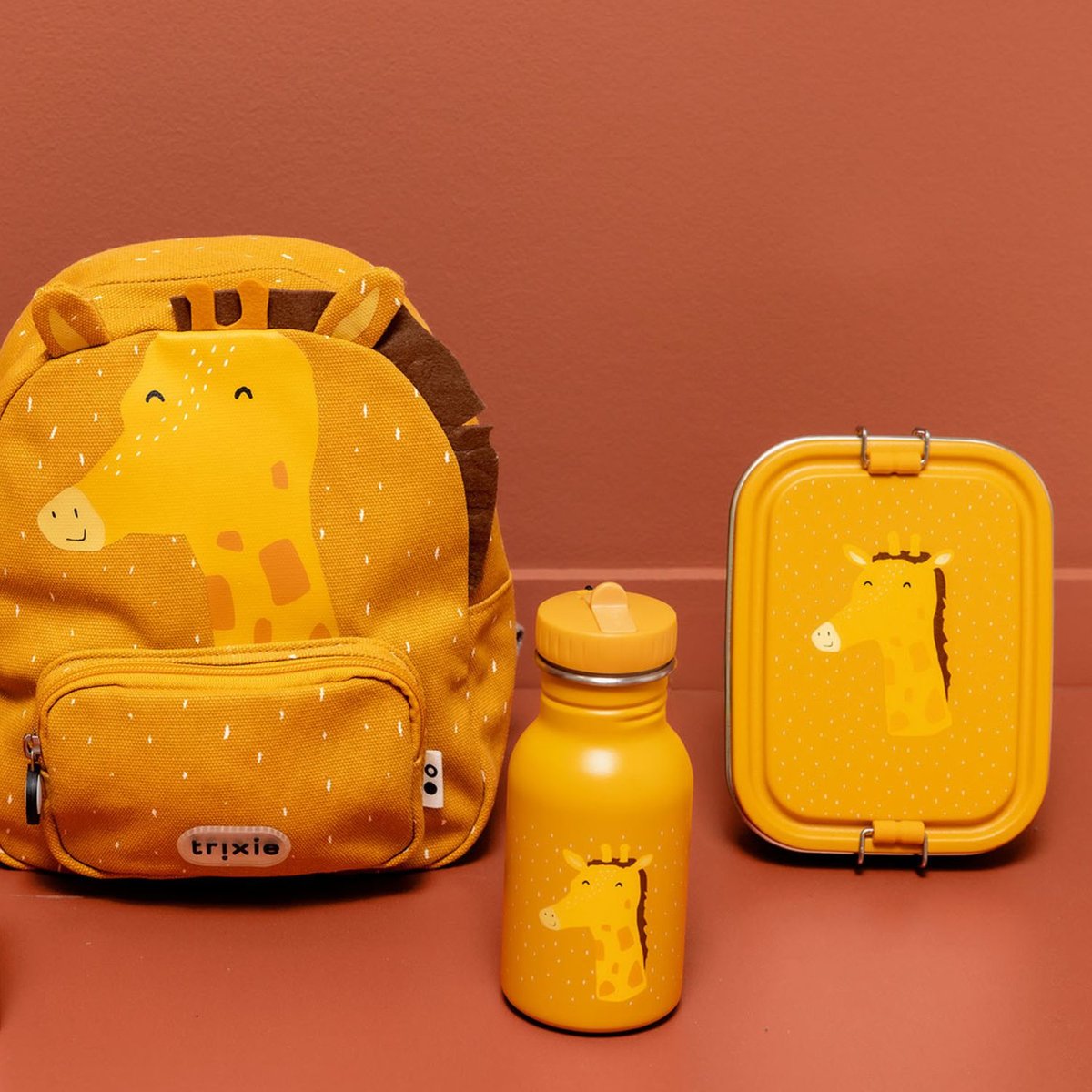Sac à dos bébé jaune, marron, blanc, TRIXIE