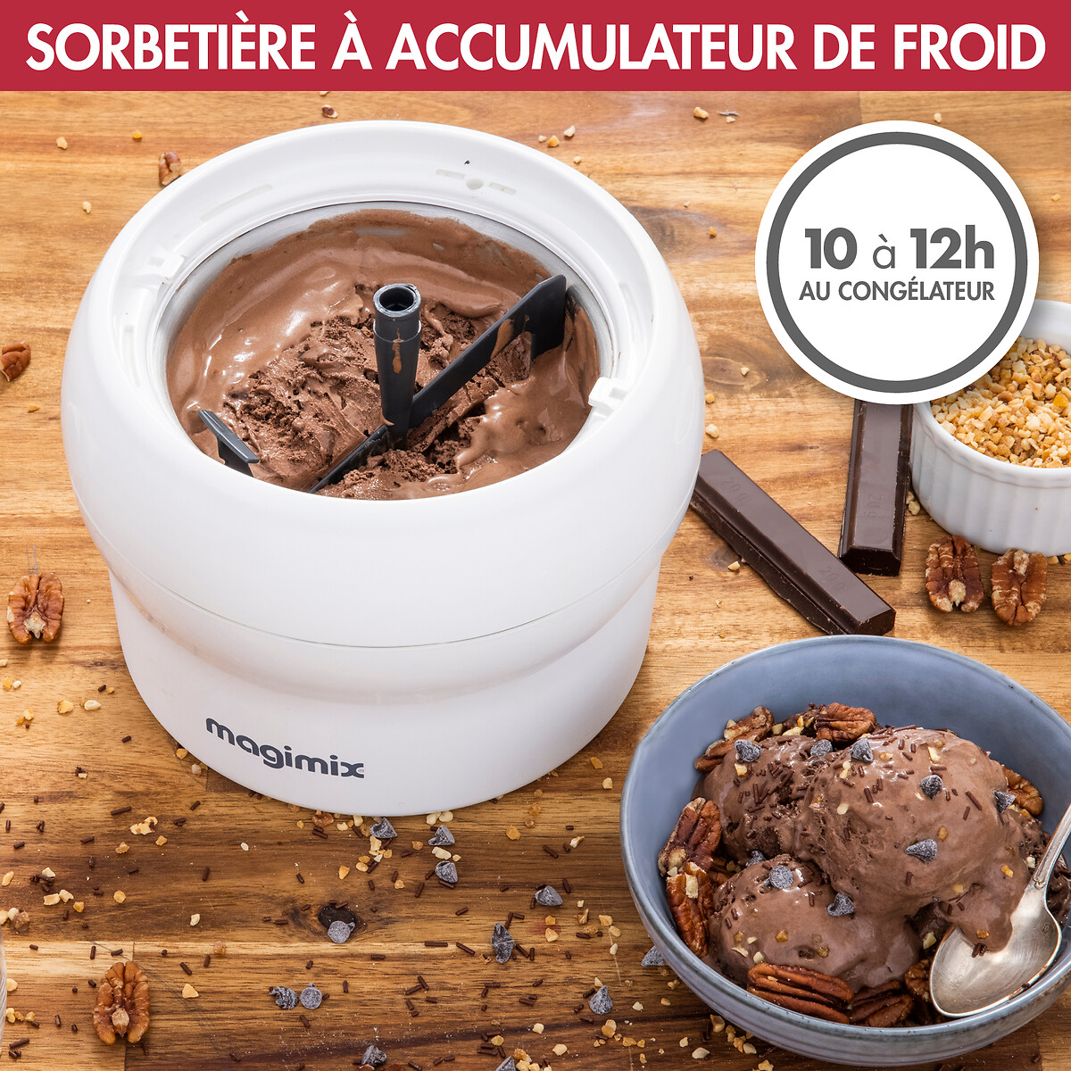 Sorbetière le Glacier 1,5 L 11669 rouge, MAGIMIX