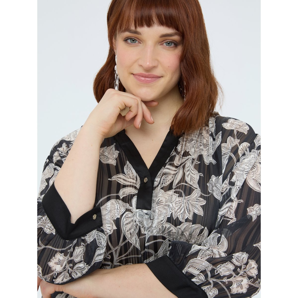 Blouse à imprimé fleuri noir, FIORELLA RUBINO