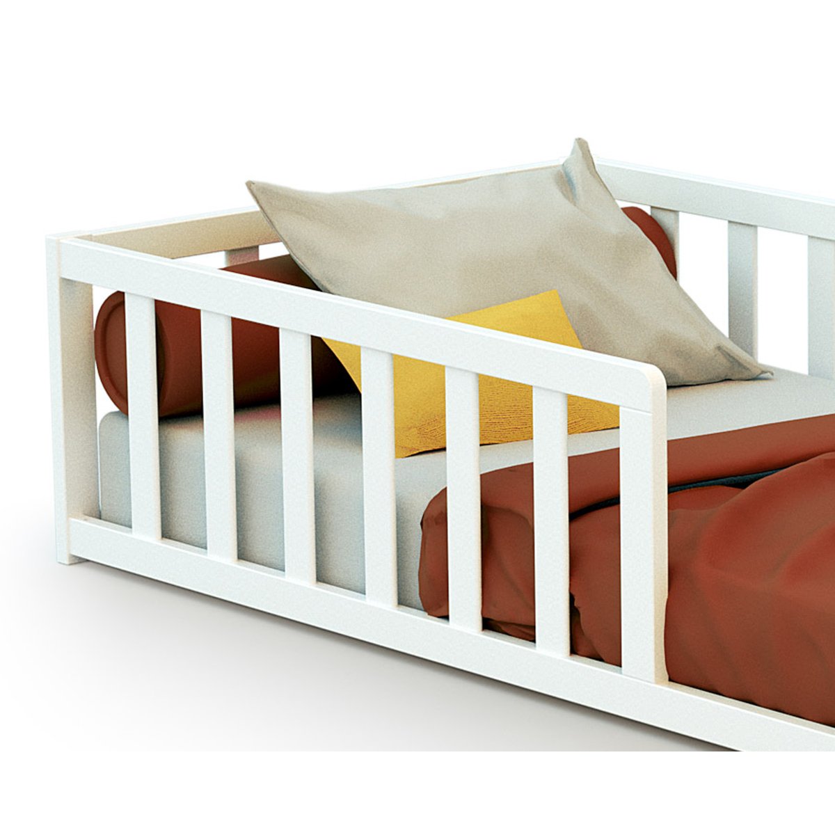 Lit enfant au sol en bois blanc, WEBABY