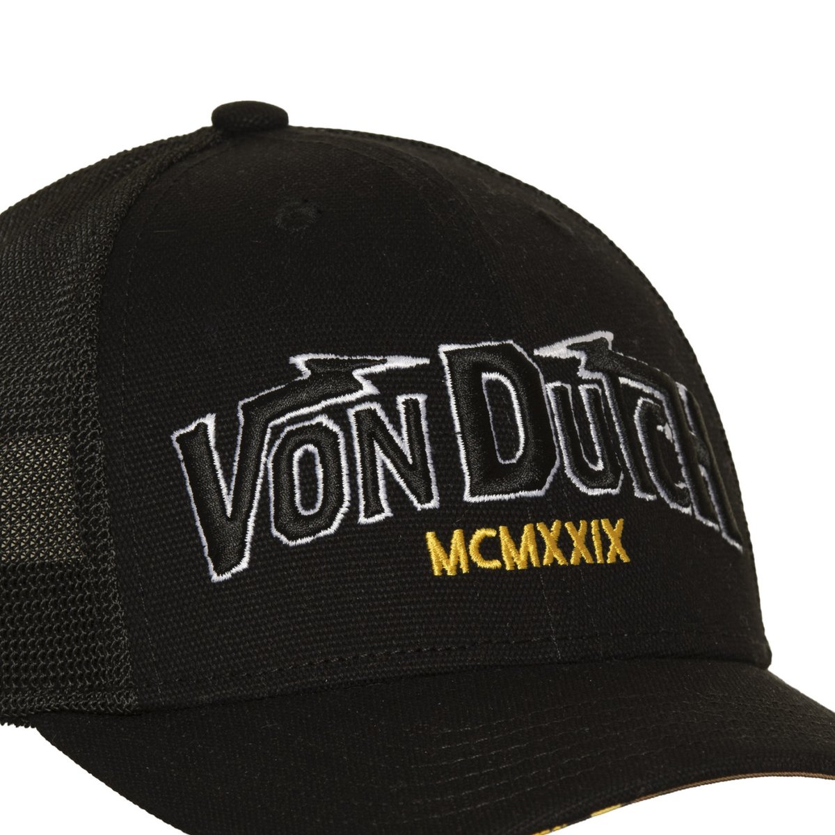 Casquette Trucker S-CURVED noir/blanc/jaune/marron, VON DUTCH