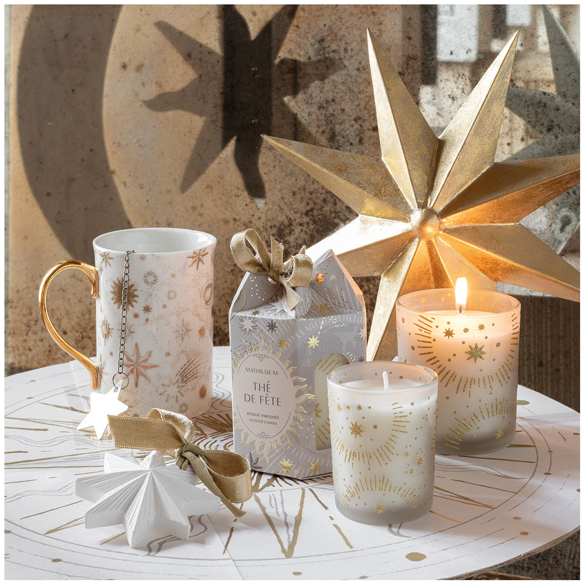 Coffret bougie parfumée et mug Marquise blanc, MATHILDE M