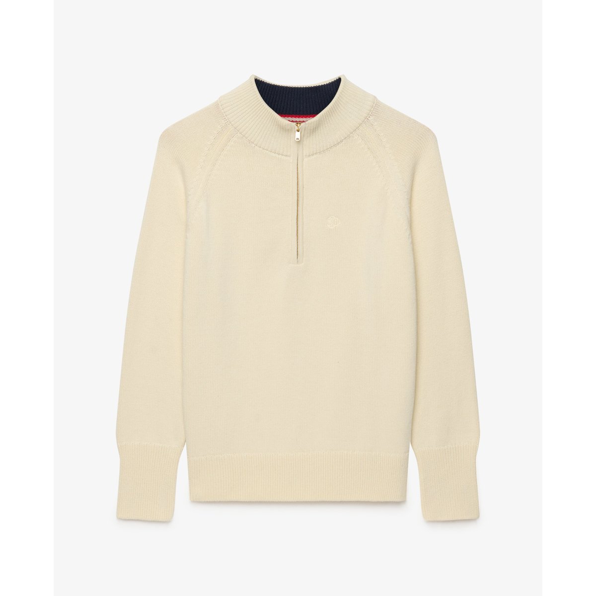 Pull Classic Cotton Knit Half Zip Coupe Décontractée écru, SUPERDRY