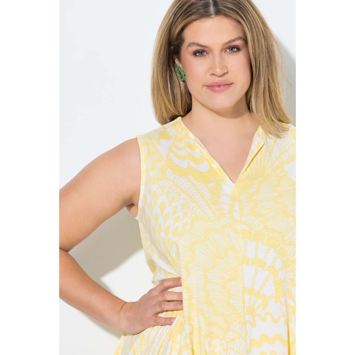 Haut sans manches, motif coquillages jaune tendre, ULLA POPKEN