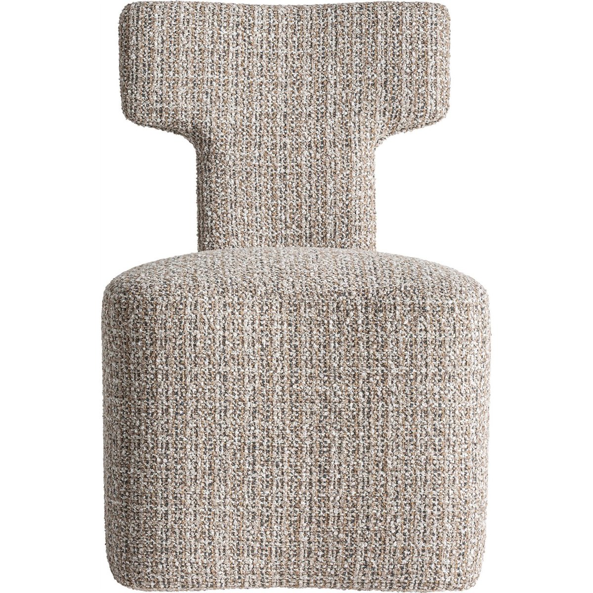 Chaise contemporaine en chenille beige chiné, RECOLLECTION
