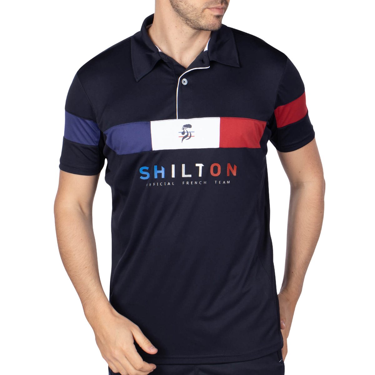 Polo tricolore Shilton navy x blanc, SHILTON