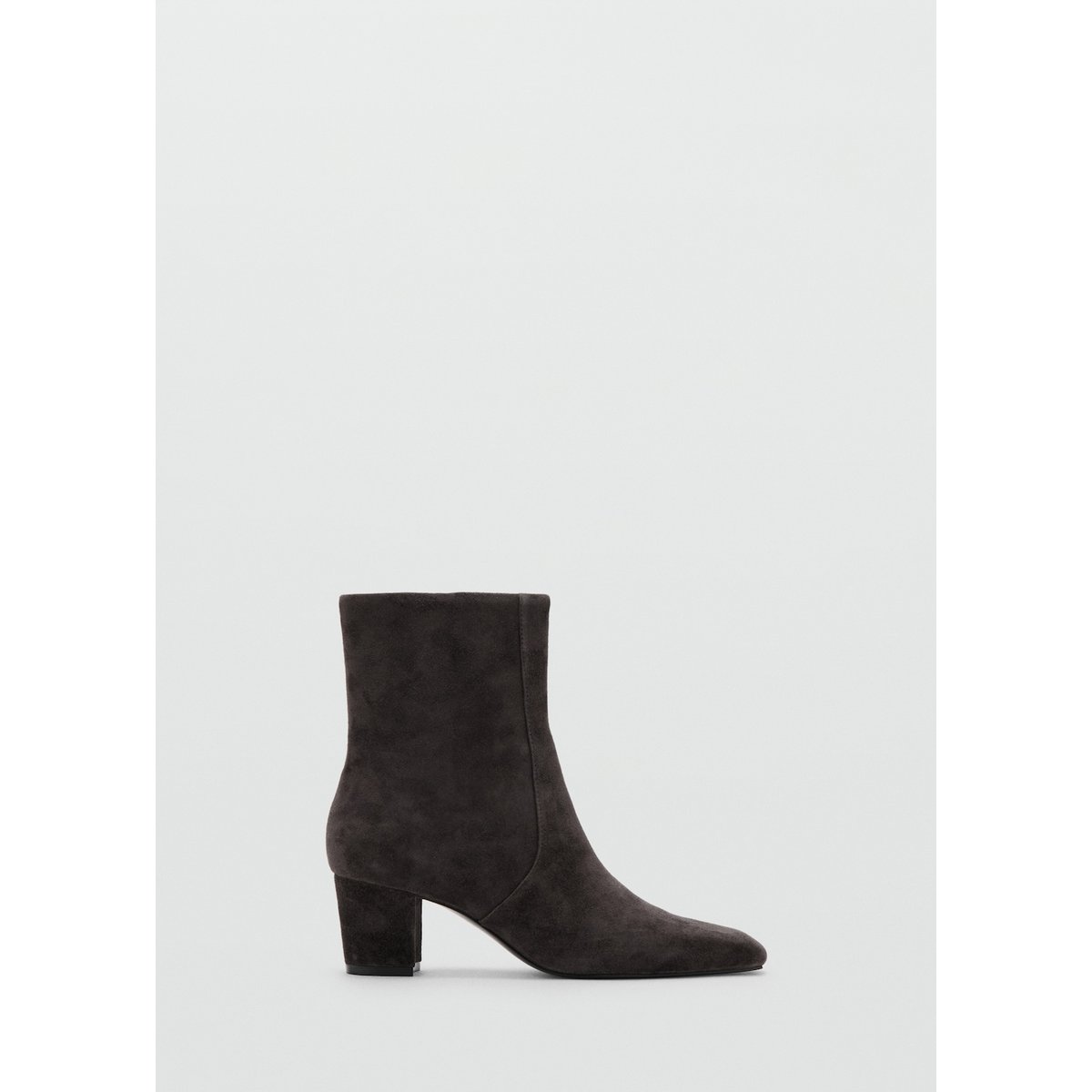 Bottines daim talon bloc gris chiné foncé, MANGO