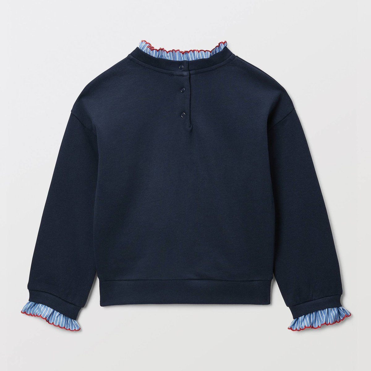 Pull détails col et broderies marine, MONOPRIX