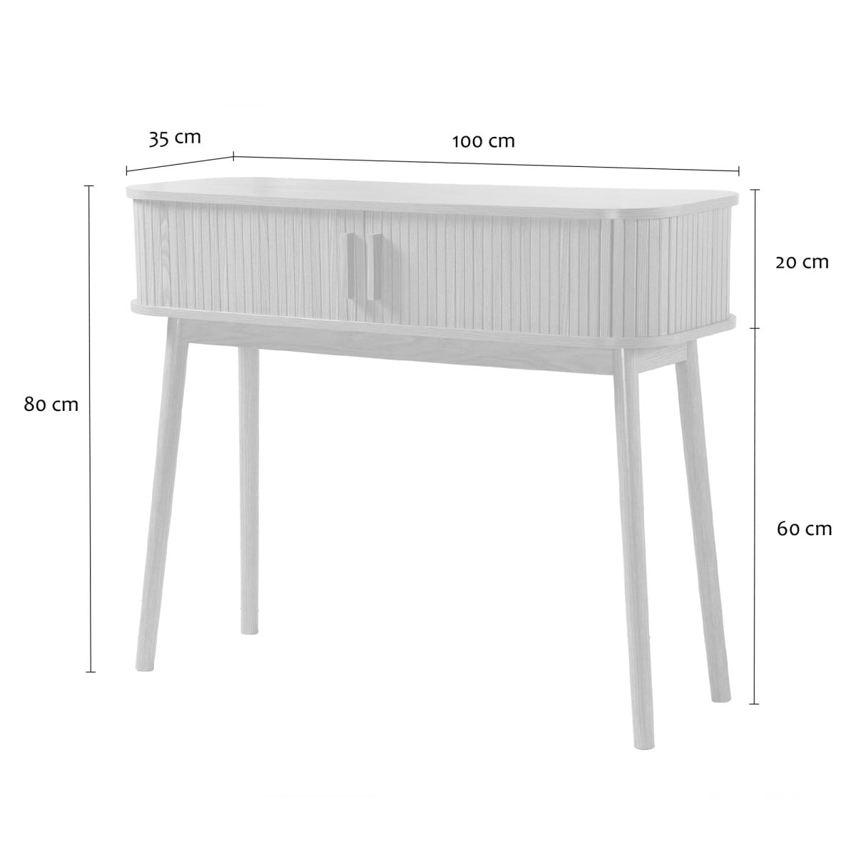 Console 2 portes coulissantes L100 cm - ERNEST bois clair, CALICOSY