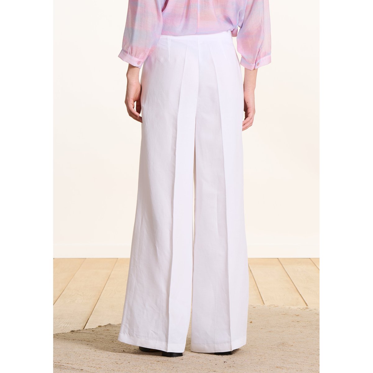 Pantalon large taille haute blanc, LA FEE MARABOUTEE