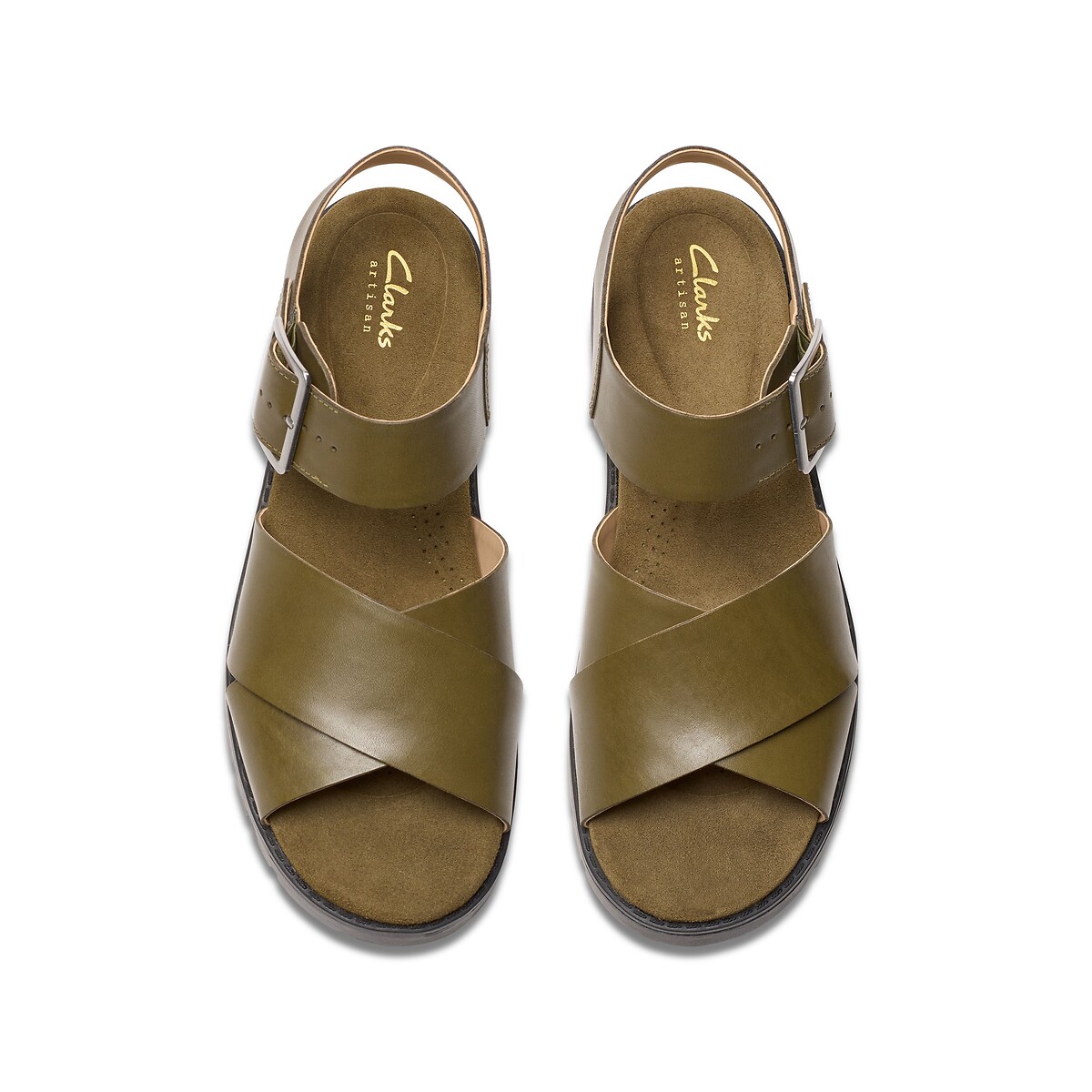 Orinocco Cross Leather Sandals olive, CLARKS