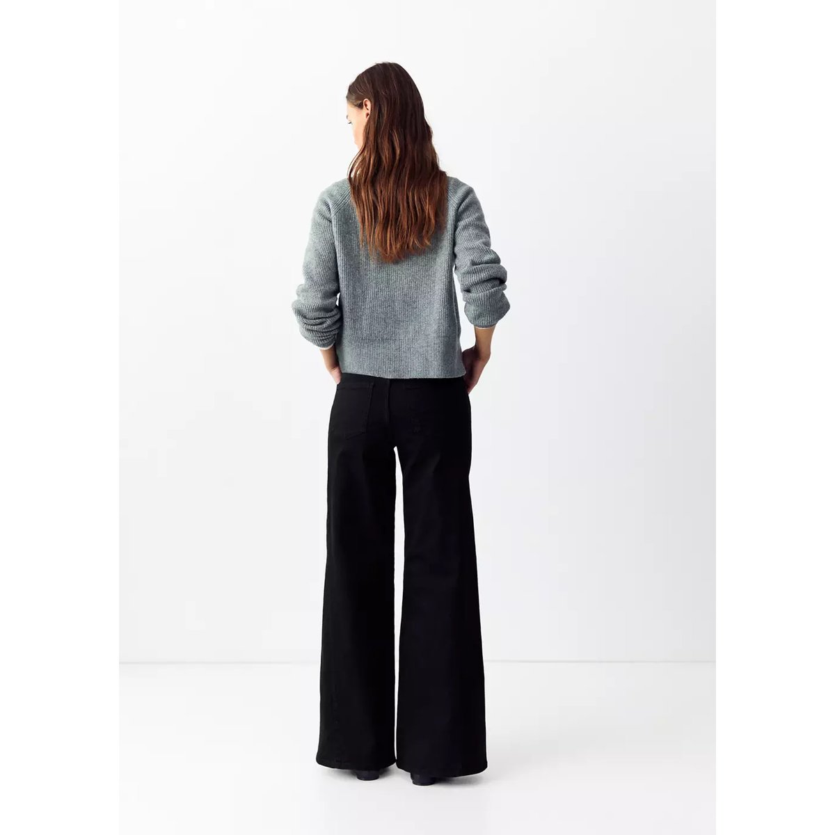 Jean flare délavage noir black denim, MANGO TEEN