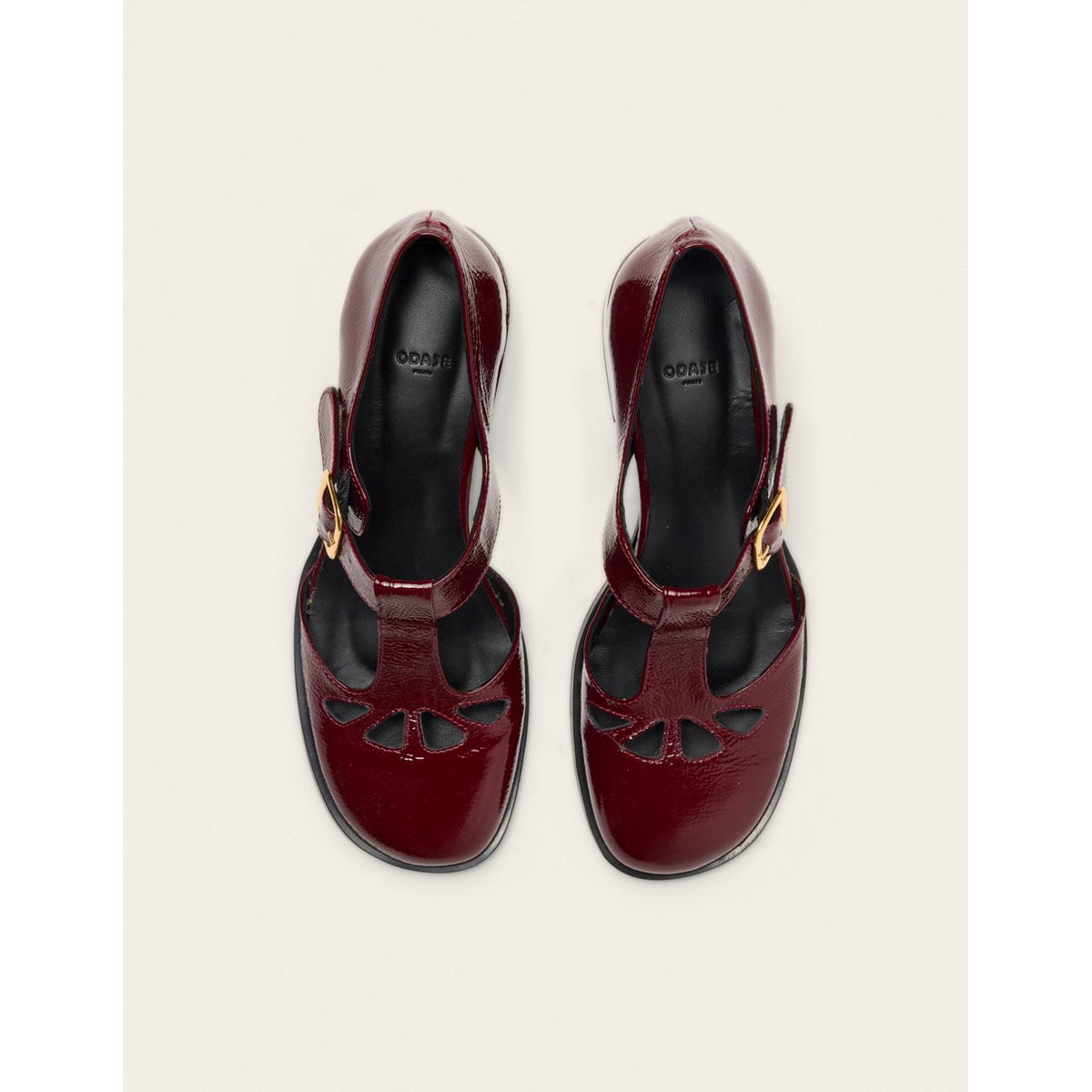 Escarpins OMI cuir plissé verni bordeaux, ODAJE
