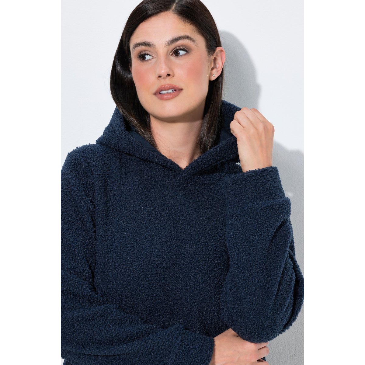 Robe d'intérieur en polaire bouclée bleu nuit, ULLA POPKEN