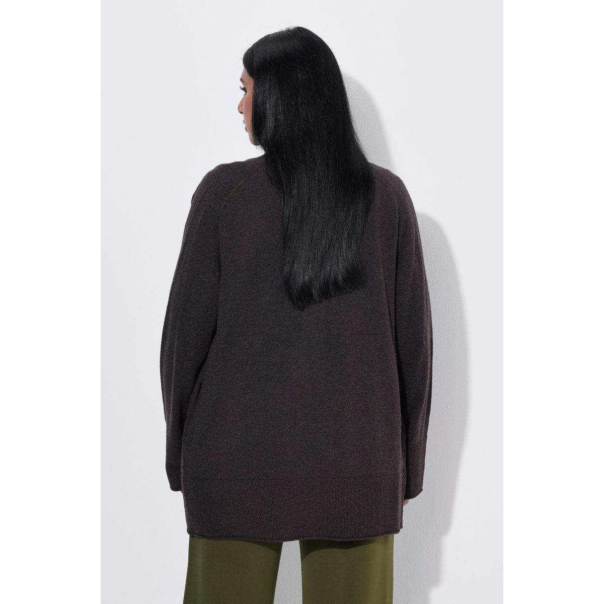 Cardigan en laine mélangée acajou, ULLA POPKEN