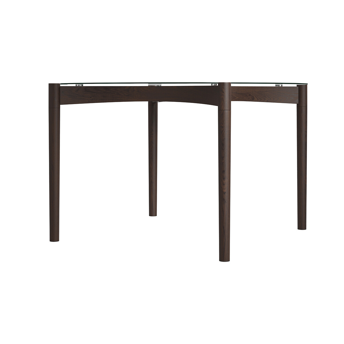 Nevin Glass & Wood Round Dining Table (Seats 4) dark wood, ÉDITÉ