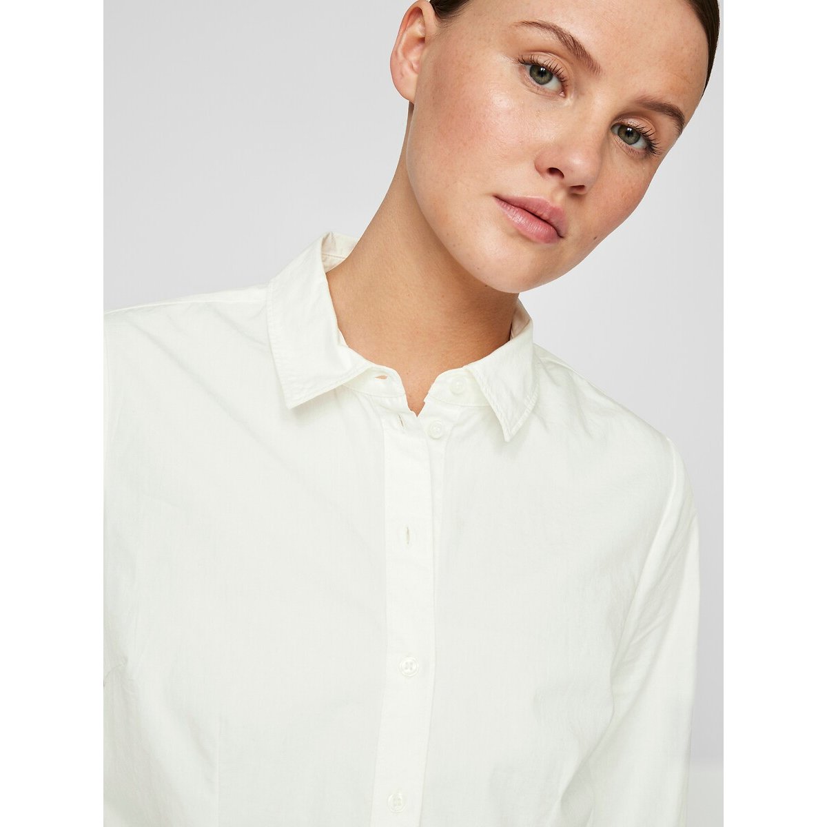 Long-Sleeved Fitted Shirt white, VILA