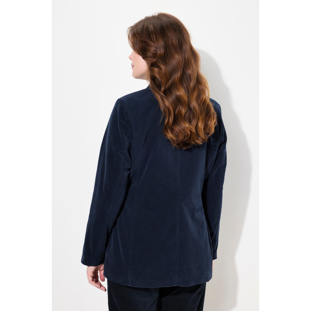 Blazer en velours côtelé avec col à revers marine, ULLA POPKEN