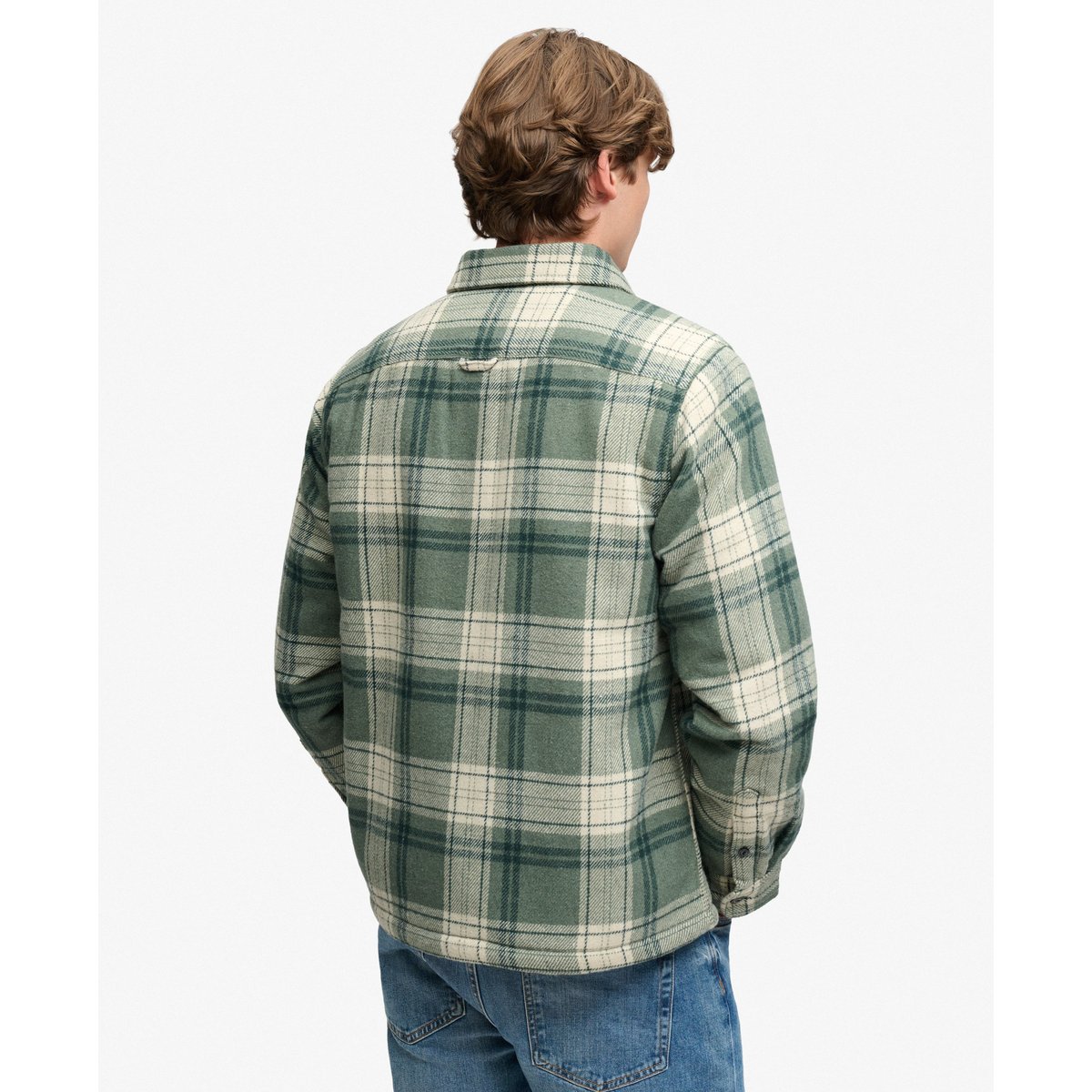 Overshirt Miller Borg coupe oversize vert à carreaux, SUPERDRY