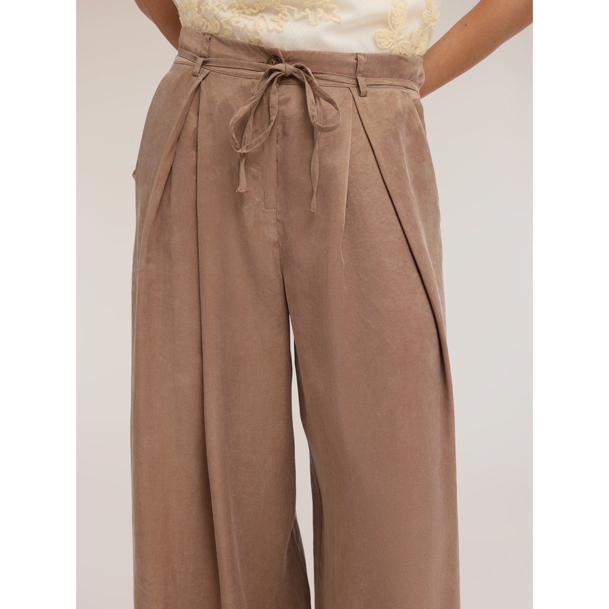 Pantalon palazzo à plis verde militare, MOTIVI