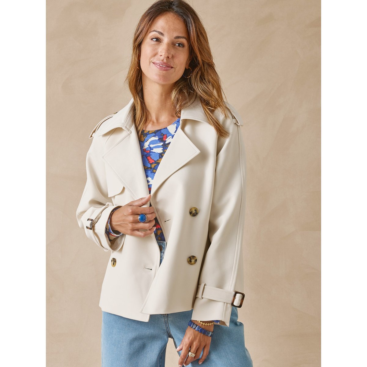 Veste courte esprit trench ecru, DAXON